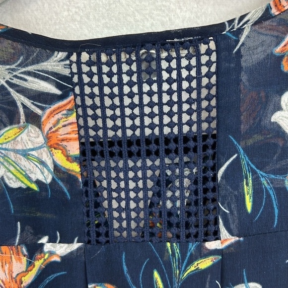 Daniel Rainn Dress Size S Navy Gray Rust Lined Cap Sleeves Elastic Waist EUC - Picture 7 of 12